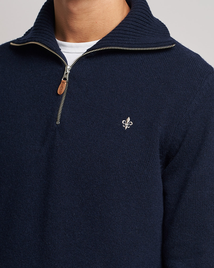 Herre | Trøjer | Morris | Kieran Wool Half Zip Navy