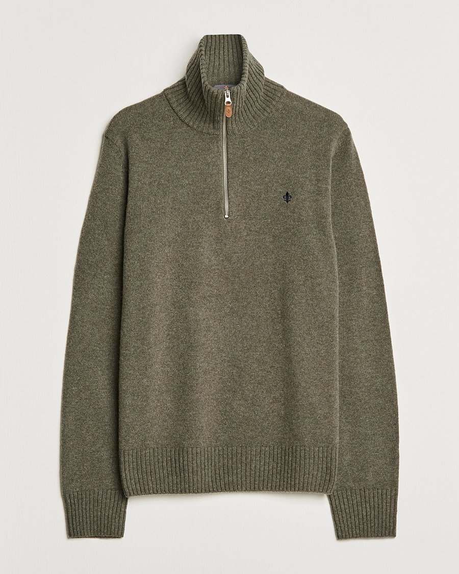 Herre | Trøjer | Morris | Kieran Wool Half Zip Olive