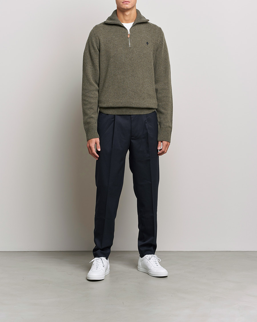Herre | Trøjer | Morris | Kieran Wool Half Zip Olive