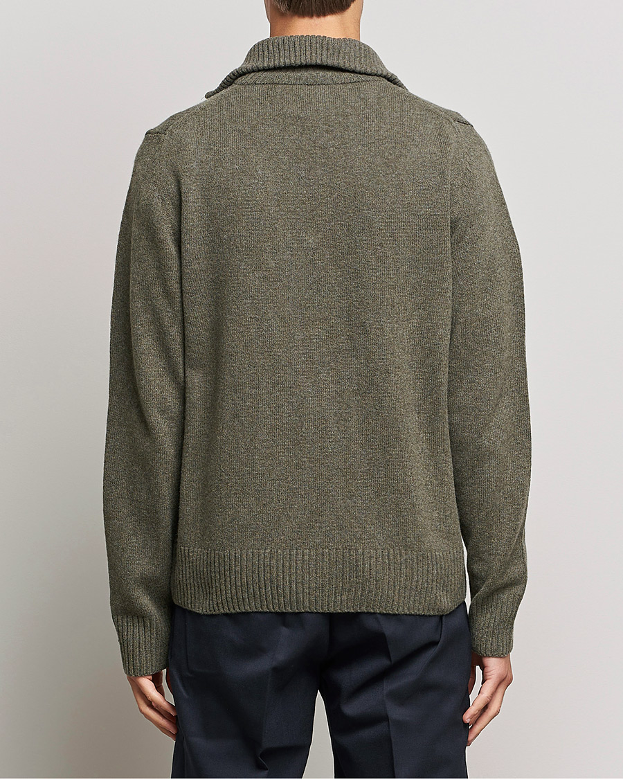 Herre | Trøjer | Morris | Kieran Wool Half Zip Olive