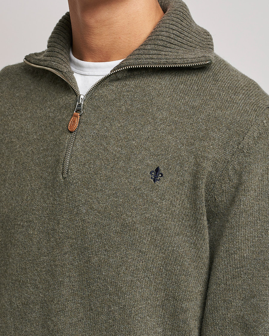 Herre | Trøjer | Morris | Kieran Wool Half Zip Olive