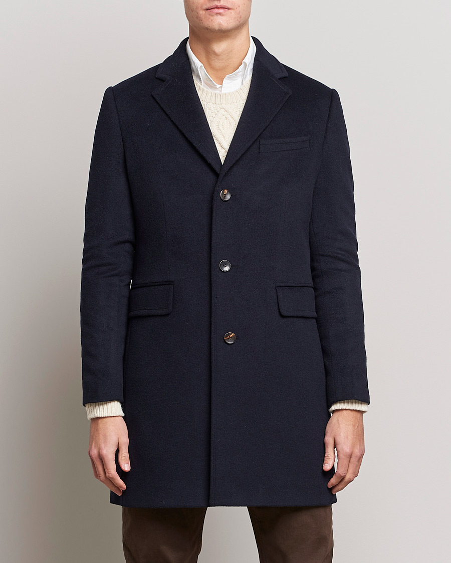 Herre | Jakker | Morris | Wool/Cashmere Coat Navy