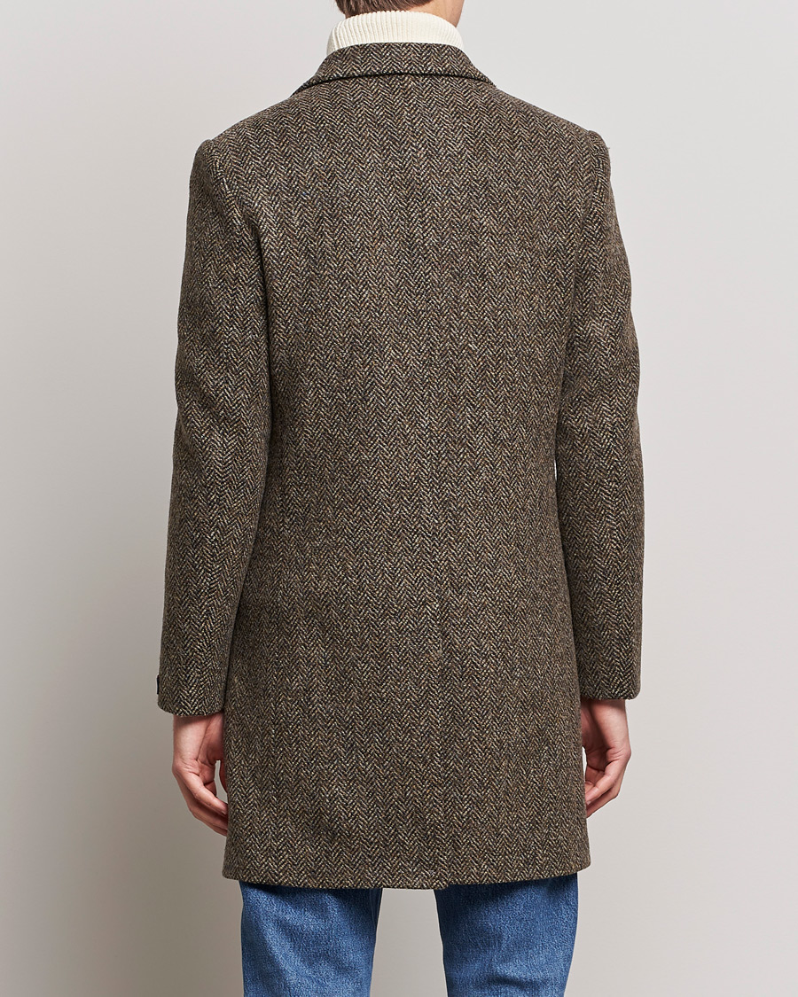 Herre | Jakker | Morris | Wool Herringbone Coat Dark Brown