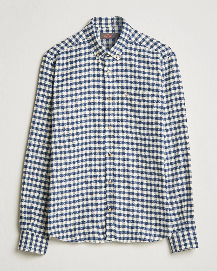 Herre | Skjorter | Morris | Brushed Twill Checked Shirt Navy/White
