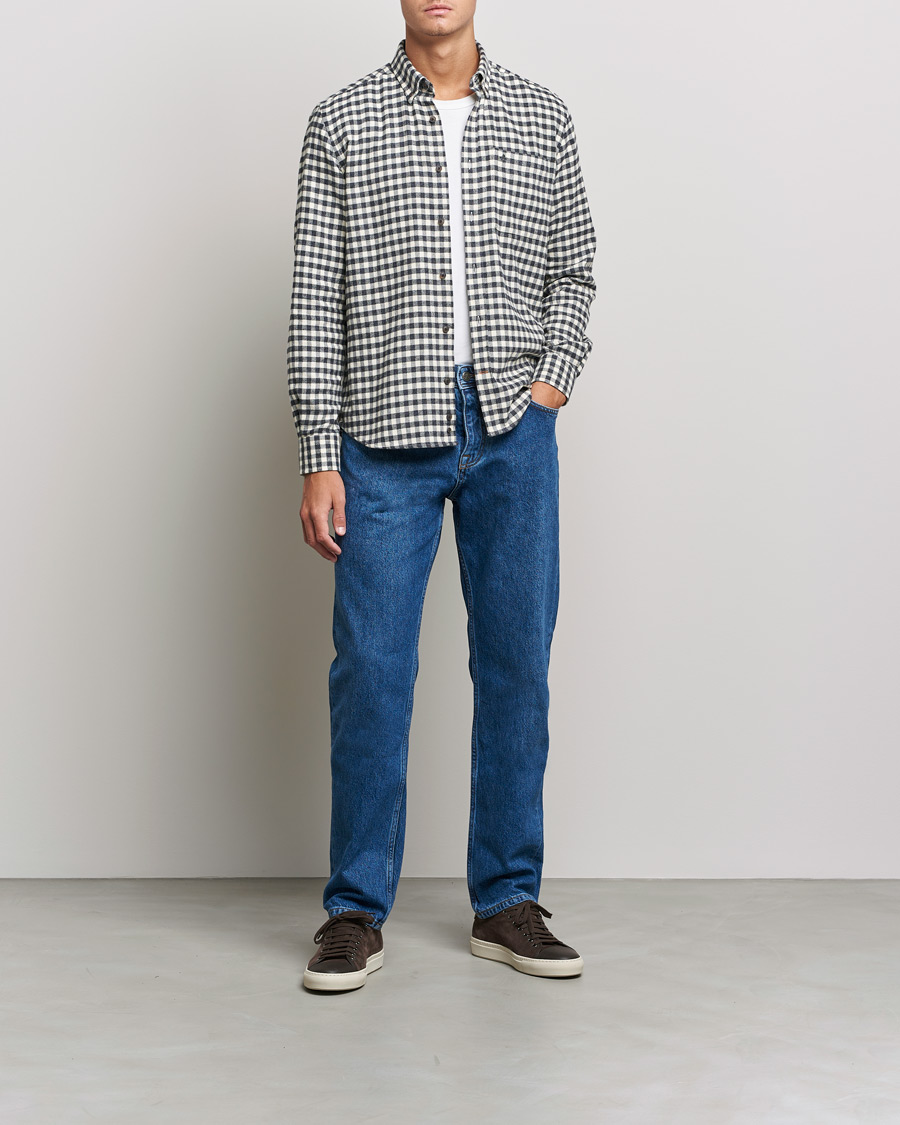 Herre | Skjorter | Morris | Brushed Twill Checked Shirt Grey/White