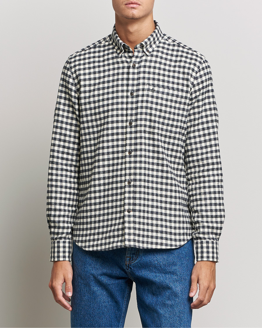 Herre | Flannelskjorter | Morris | Brushed Twill Checked Shirt Grey/White