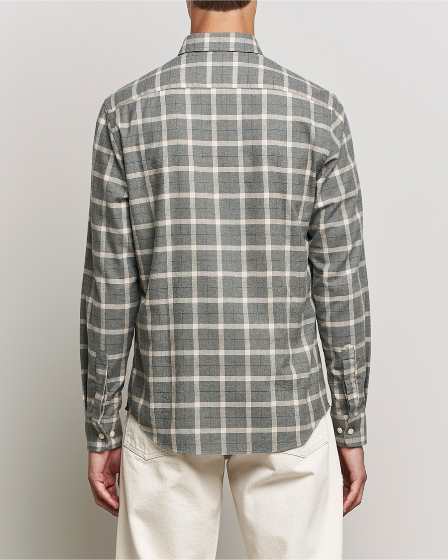 Herre | Skjorter | Morris | Brushed Flannel Checked Shirt Light Grey