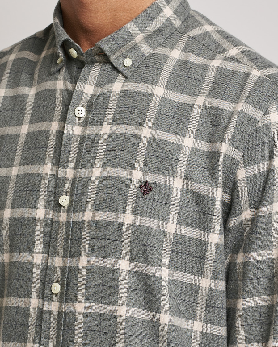 Herre | Skjorter | Morris | Brushed Flannel Checked Shirt Light Grey