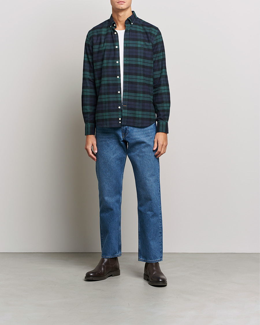 Herre | Skjorter | Morris | Brushed Flannel Checked Shirt Blackwatch