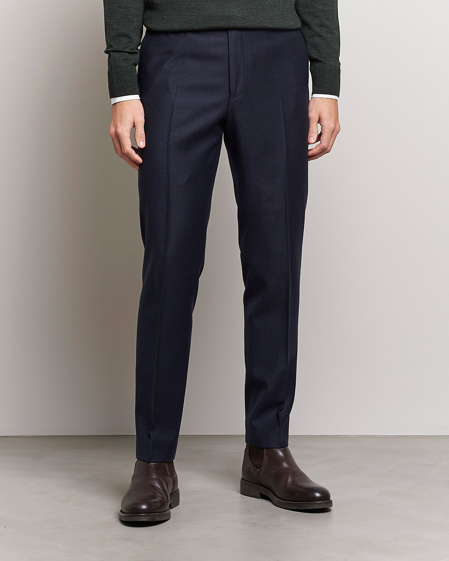 Herre | Bukser | Morris | Bobby Flannel Trousers Navy
