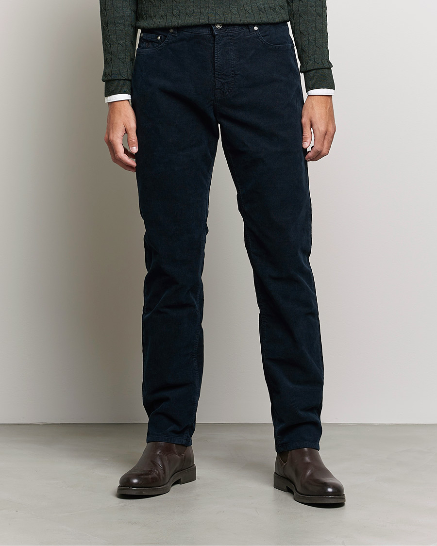 Herre | Bukser | Morris | James Corduroy 5-Pocket Pants Navy