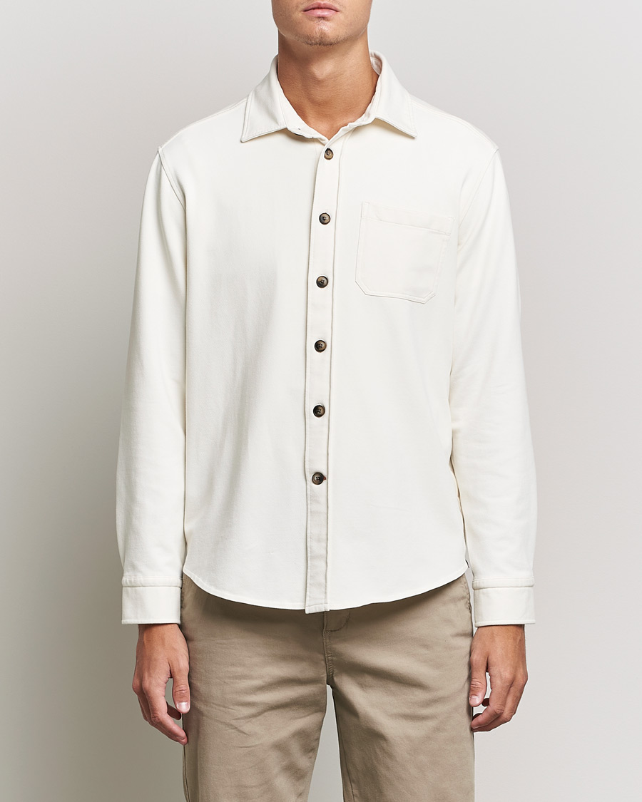 Herre | Skjorter | Morris | Cotton Jersey Overshirt Off White