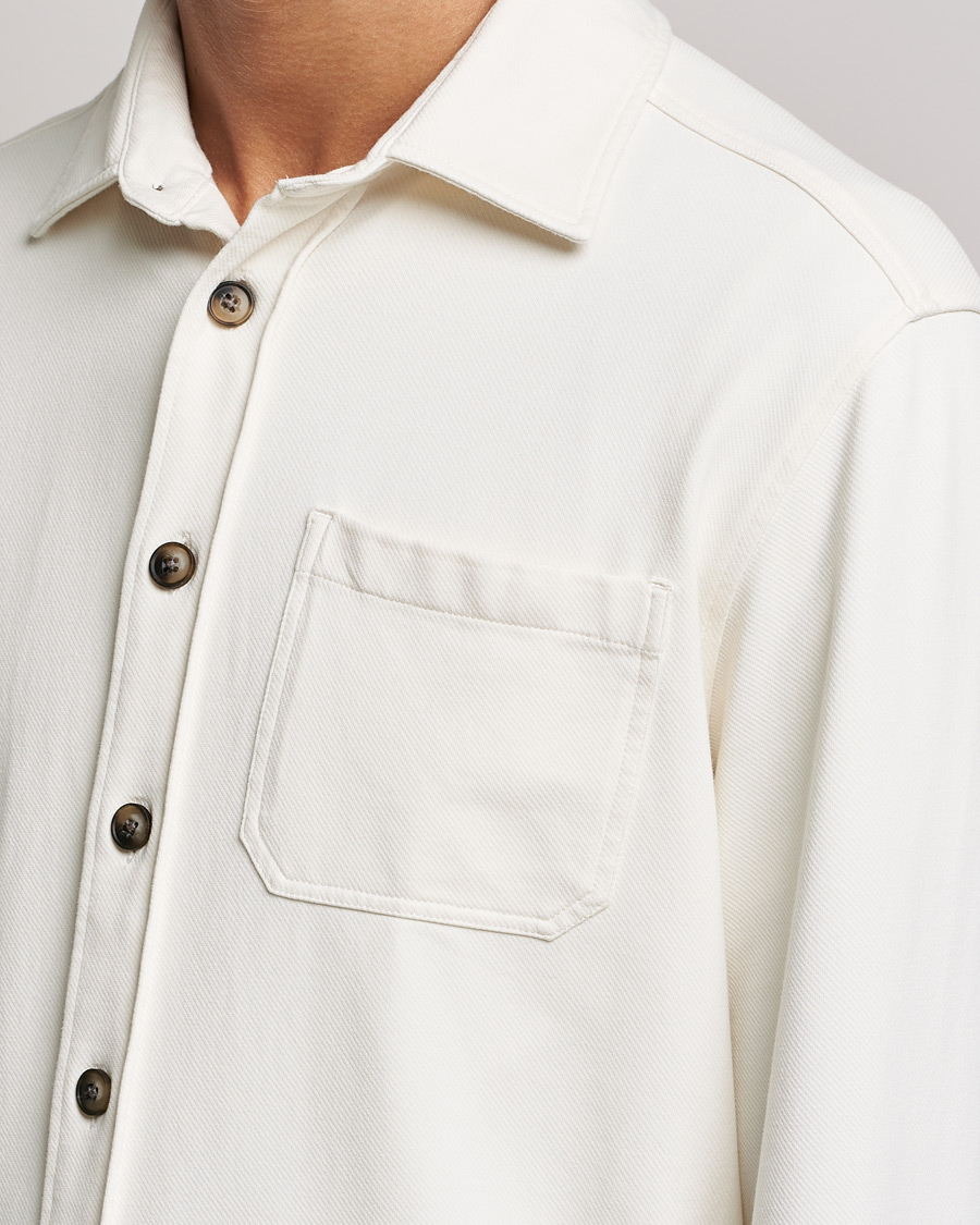 Herre | Skjorter | Morris | Cotton Jersey Overshirt Off White