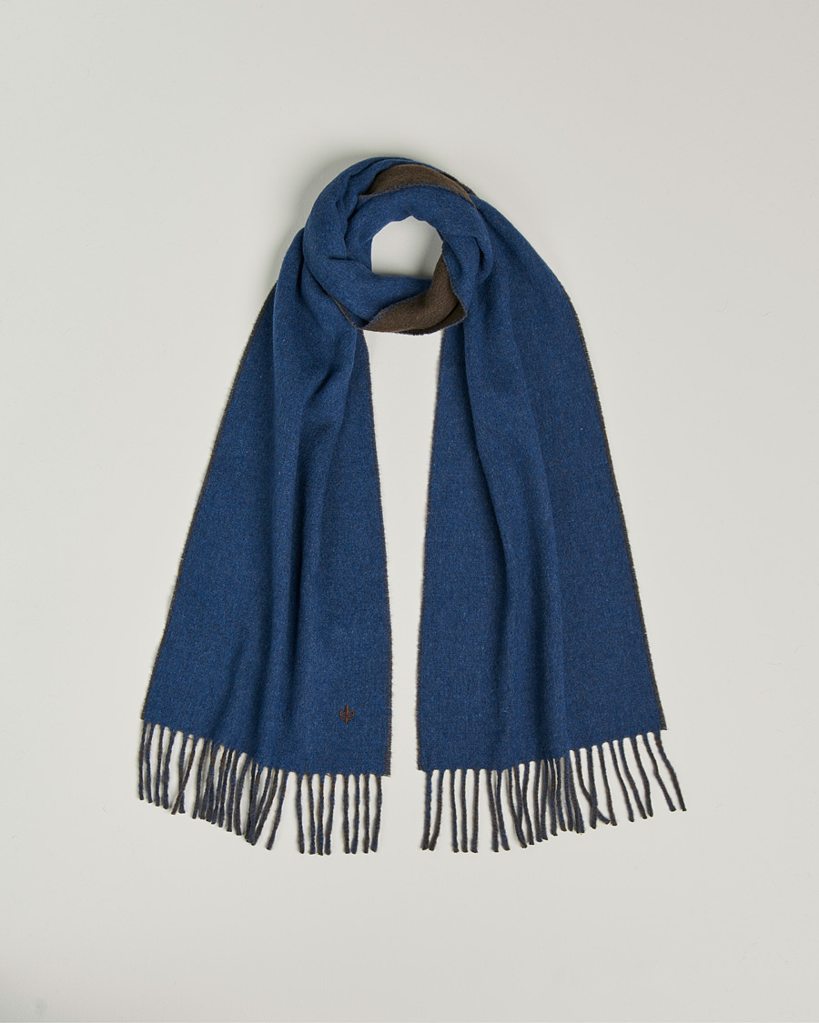 Herre | Morris Double Face Wool Scarf Blue/Brown | Morris | Double Face Wool Scarf Blue/Brown