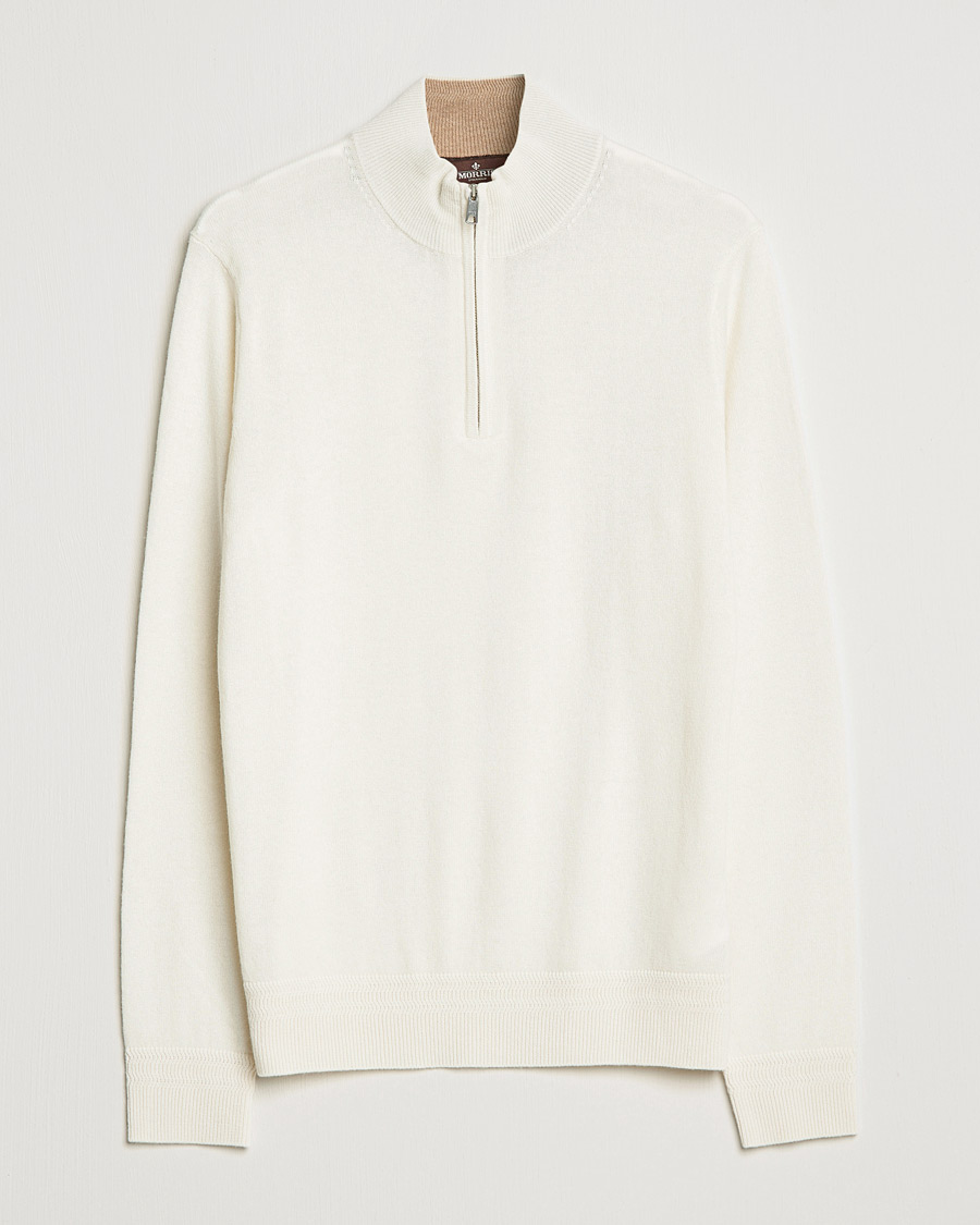 Herre | Trøjer | Morris Heritage | Dalton Wool/Cashmere Half Zip Off White