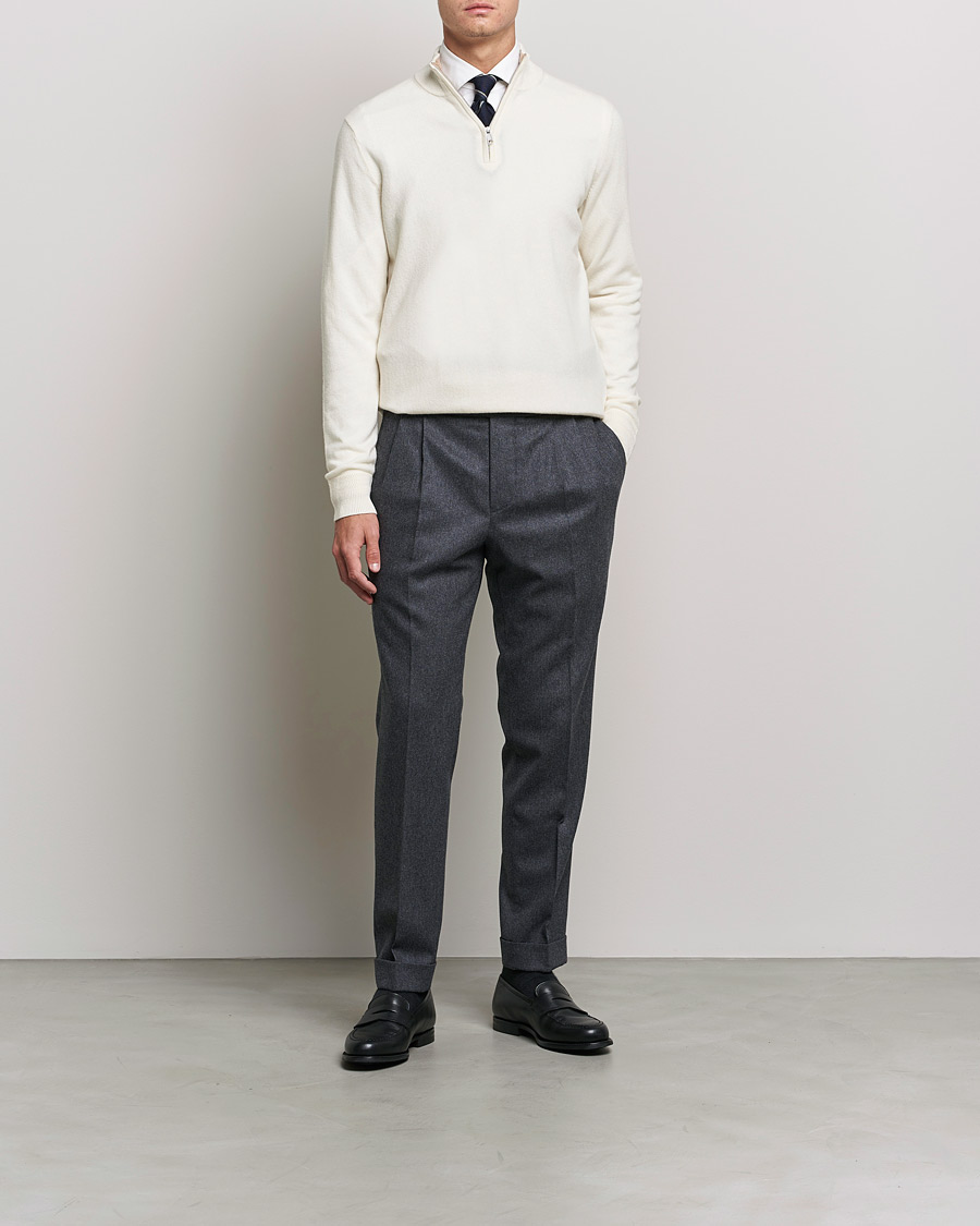 Herre | Trøjer | Morris Heritage | Dalton Wool/Cashmere Half Zip Off White