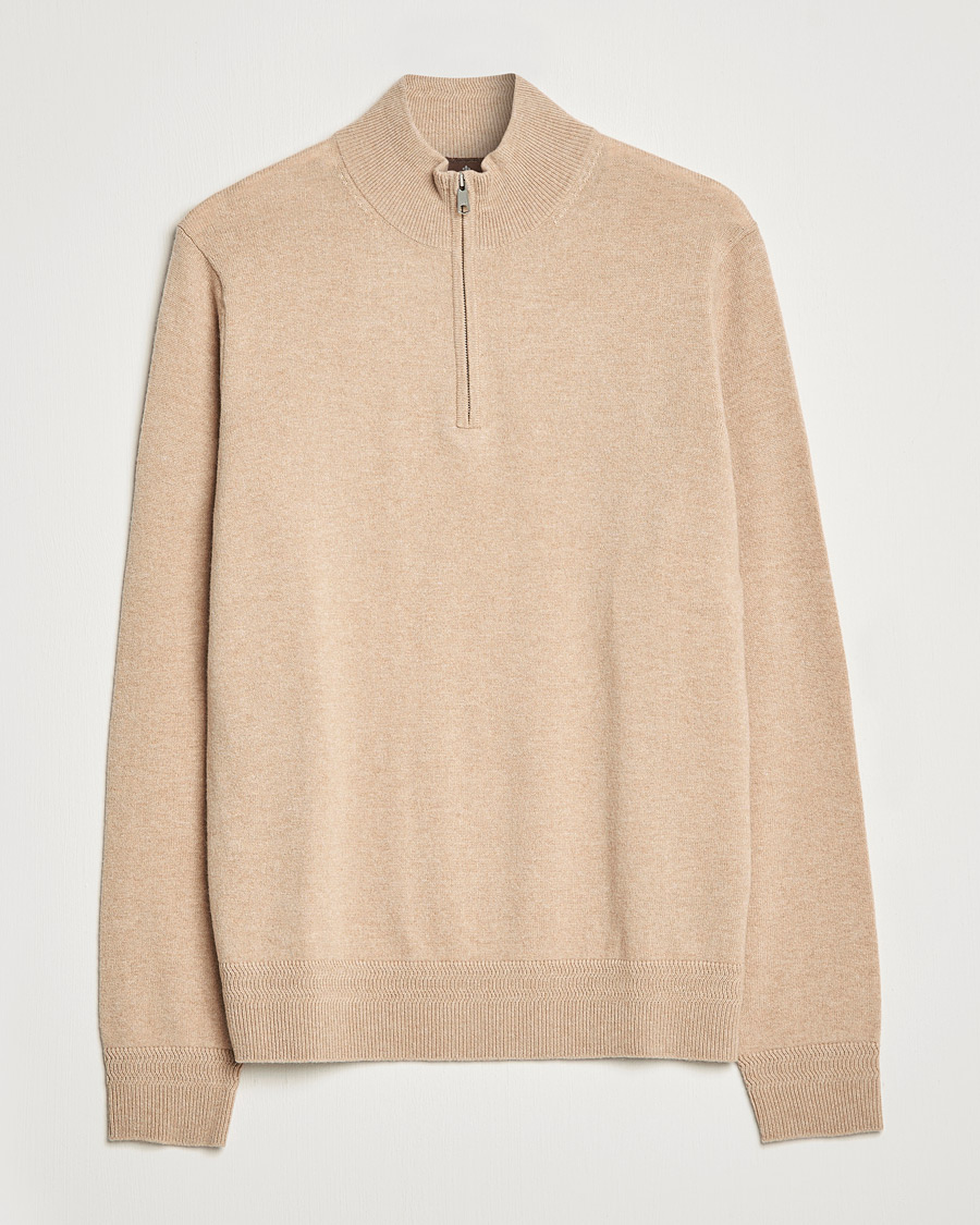 Herre | Trøjer | Morris Heritage | Dalton Wool/Cashmere Half Zip Camel