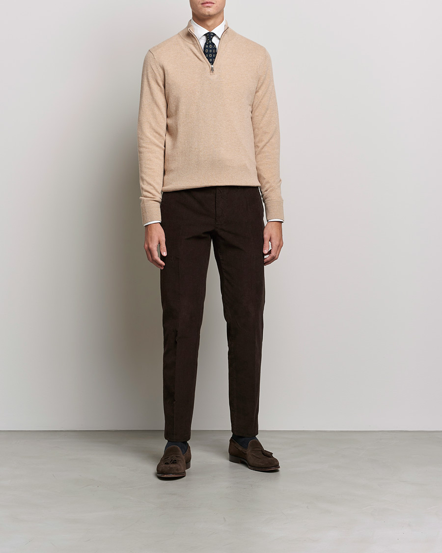 Herre | Trøjer | Morris Heritage | Dalton Wool/Cashmere Half Zip Camel
