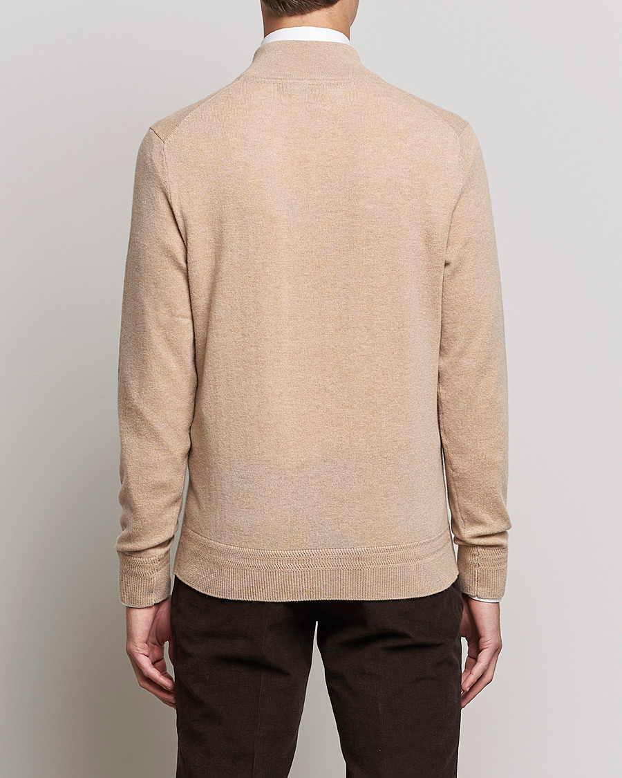 Herre | Trøjer | Morris Heritage | Dalton Wool/Cashmere Half Zip Camel