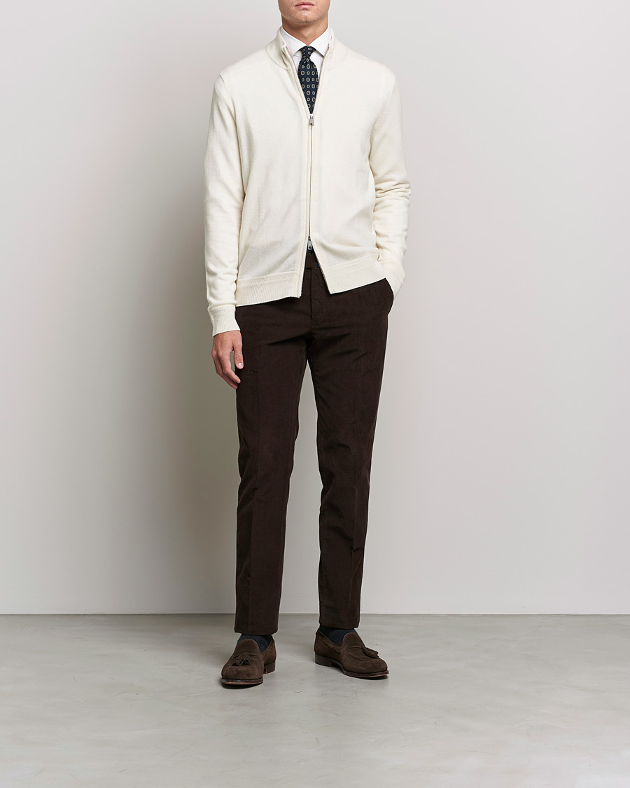 Herre | Trøjer | Morris Heritage | Dalton Wool/Cashmere Full Zip  Off White