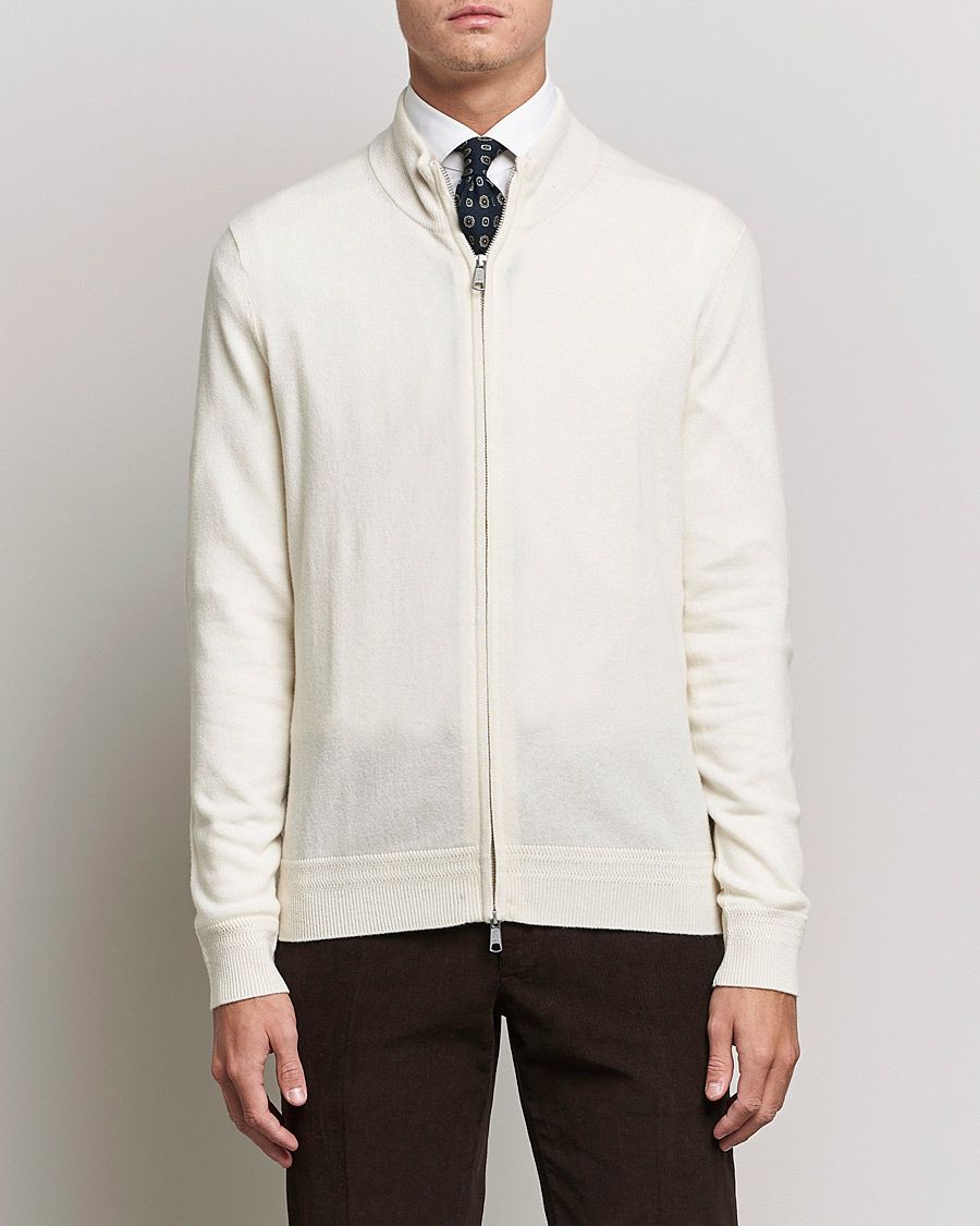 Herre | Trøjer | Morris Heritage | Dalton Wool/Cashmere Full Zip Off White