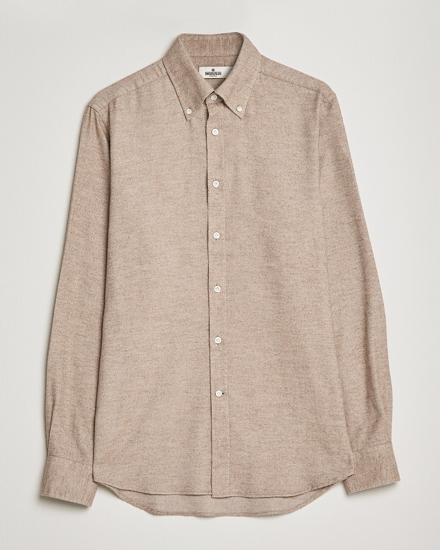 Herre | Skjorter | Morris Heritage | Button Down Flannel Shirt Brown