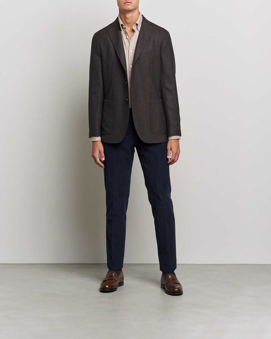 Herre | Flannelskjorter | Morris Heritage | Button Down Flannel Shirt Brown