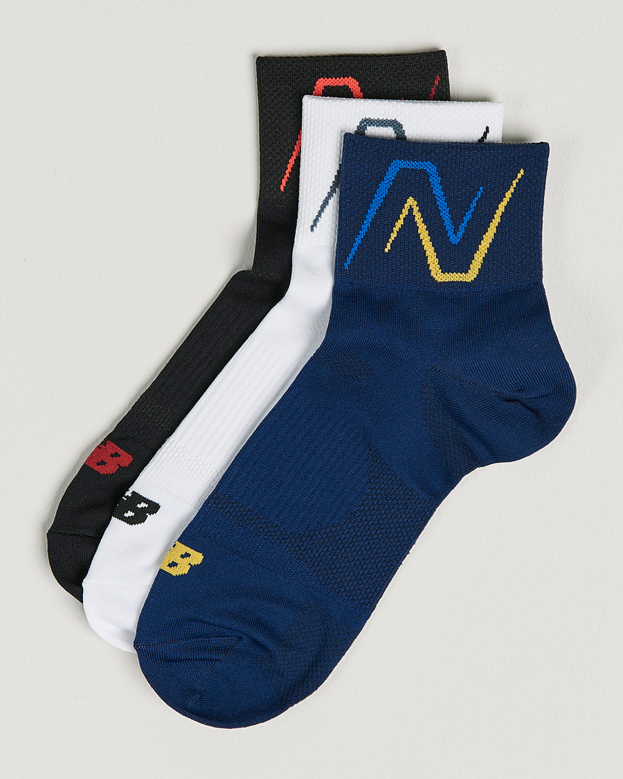 Herre | New Balance Running 3-Pack Ankle Running Socks White/Navy/Black | New Balance Running | 3-Pack Ankle Running Socks White/Navy/Black