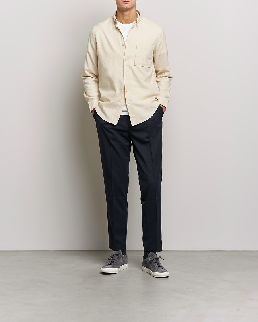 Herre | NN07 | NN07 | Arne Brushed Flannel Shirt Ecru
