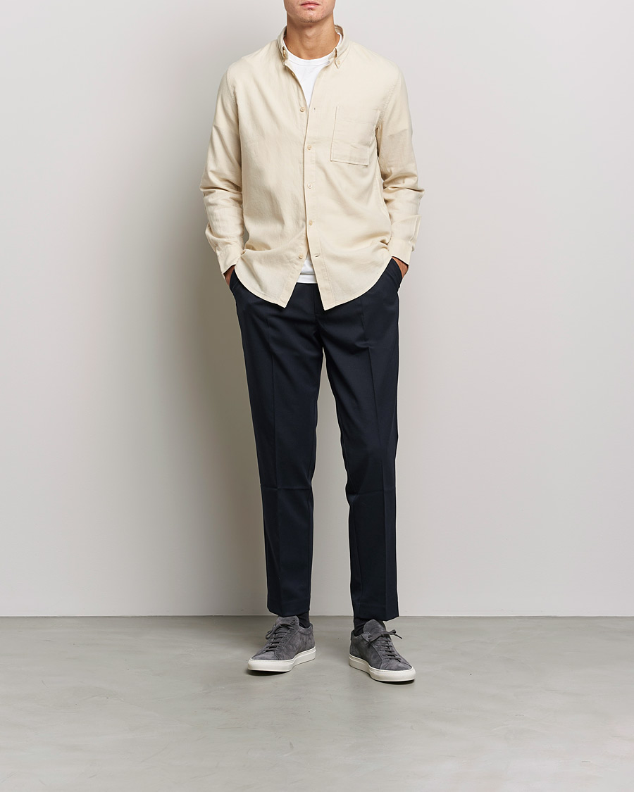 Herre | Skjorter | NN07 | Arne Brushed Flannel Shirt Ecru