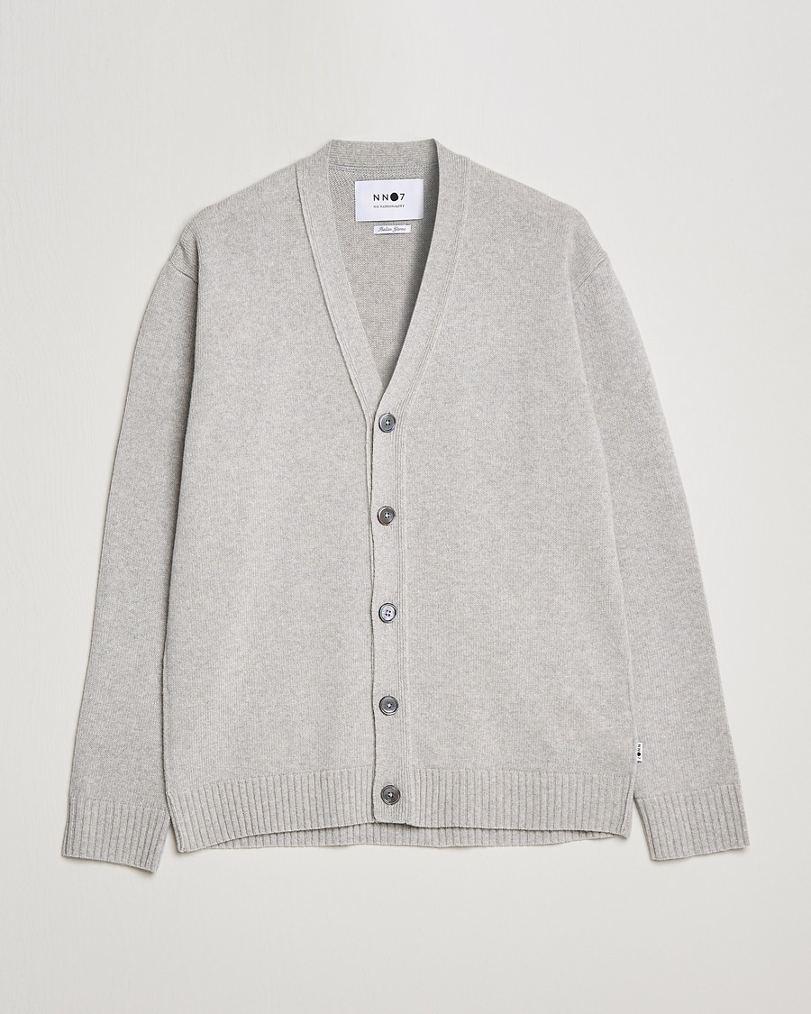 Herre | Trøjer | NN07 | Bjorn Lambswool Cardigan Light Grey Melange