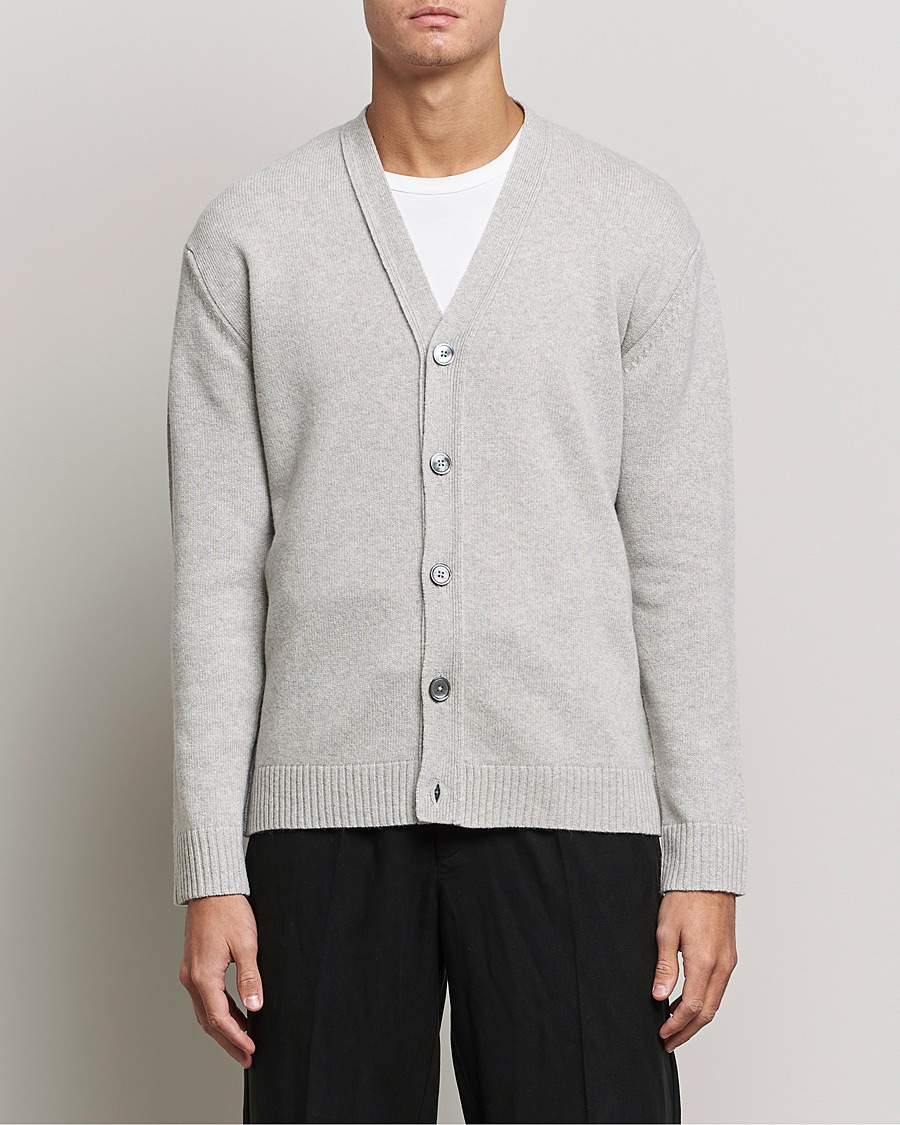 Herre | Trøjer | NN07 | Bjorn Lambswool Cardigan Light Grey Melange