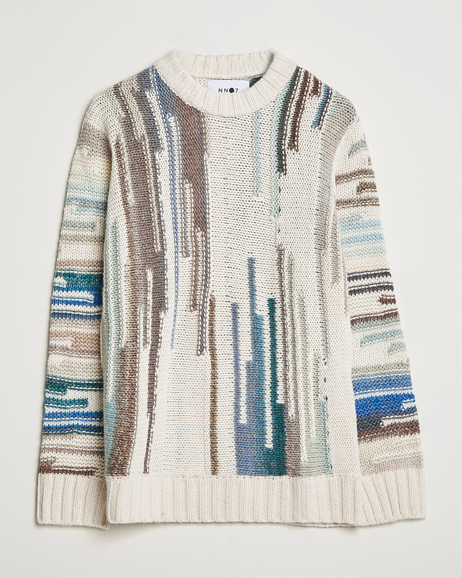 Herre | Trøjer | NN07 | Brady Knitted Sweater Ecru Mutli