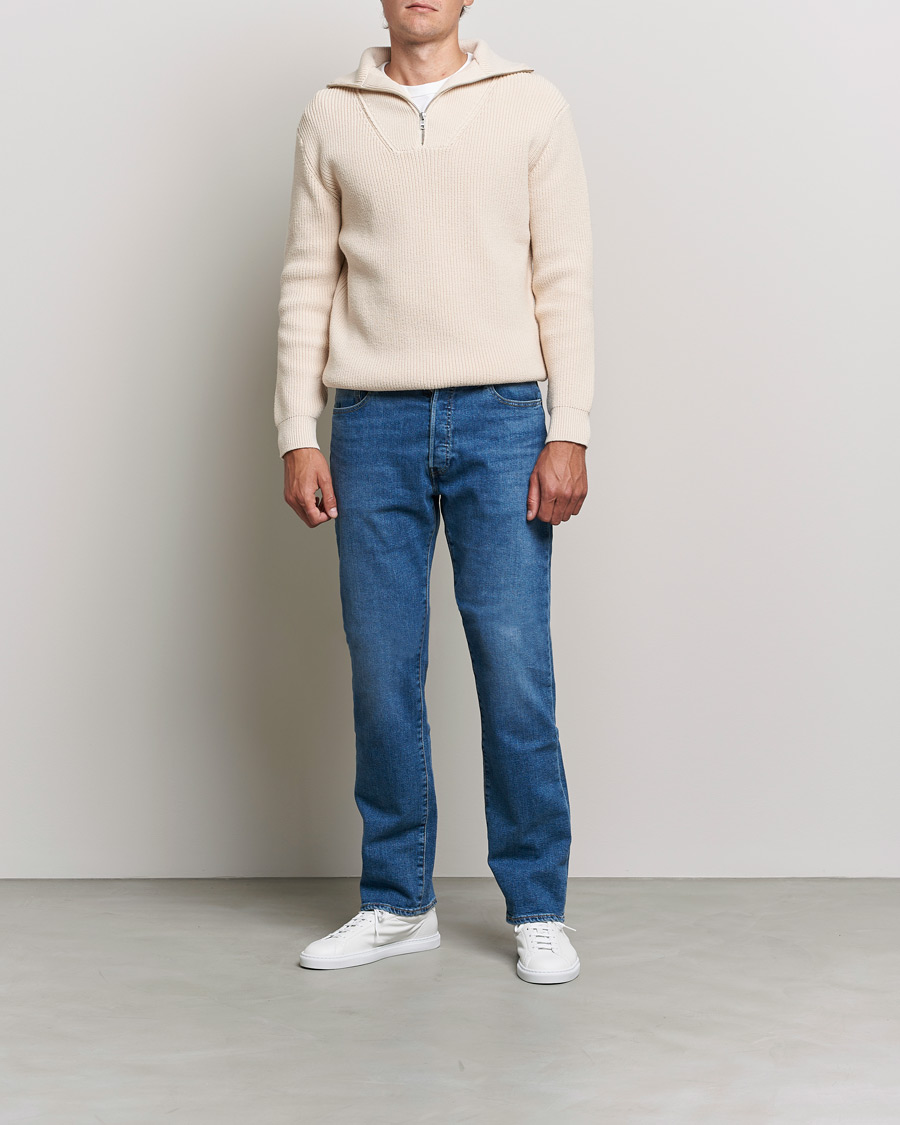 Herre | Trøjer | NN07 | Roman Merino Heavy Knitted Half Zip Off White
