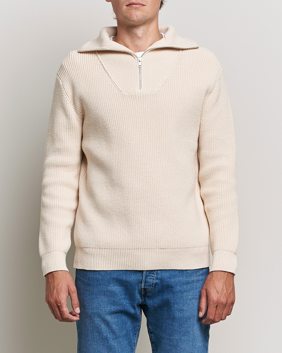 Herre | Trøjer | NN07 | Roman Merino Heavy Knitted Half Zip Off White