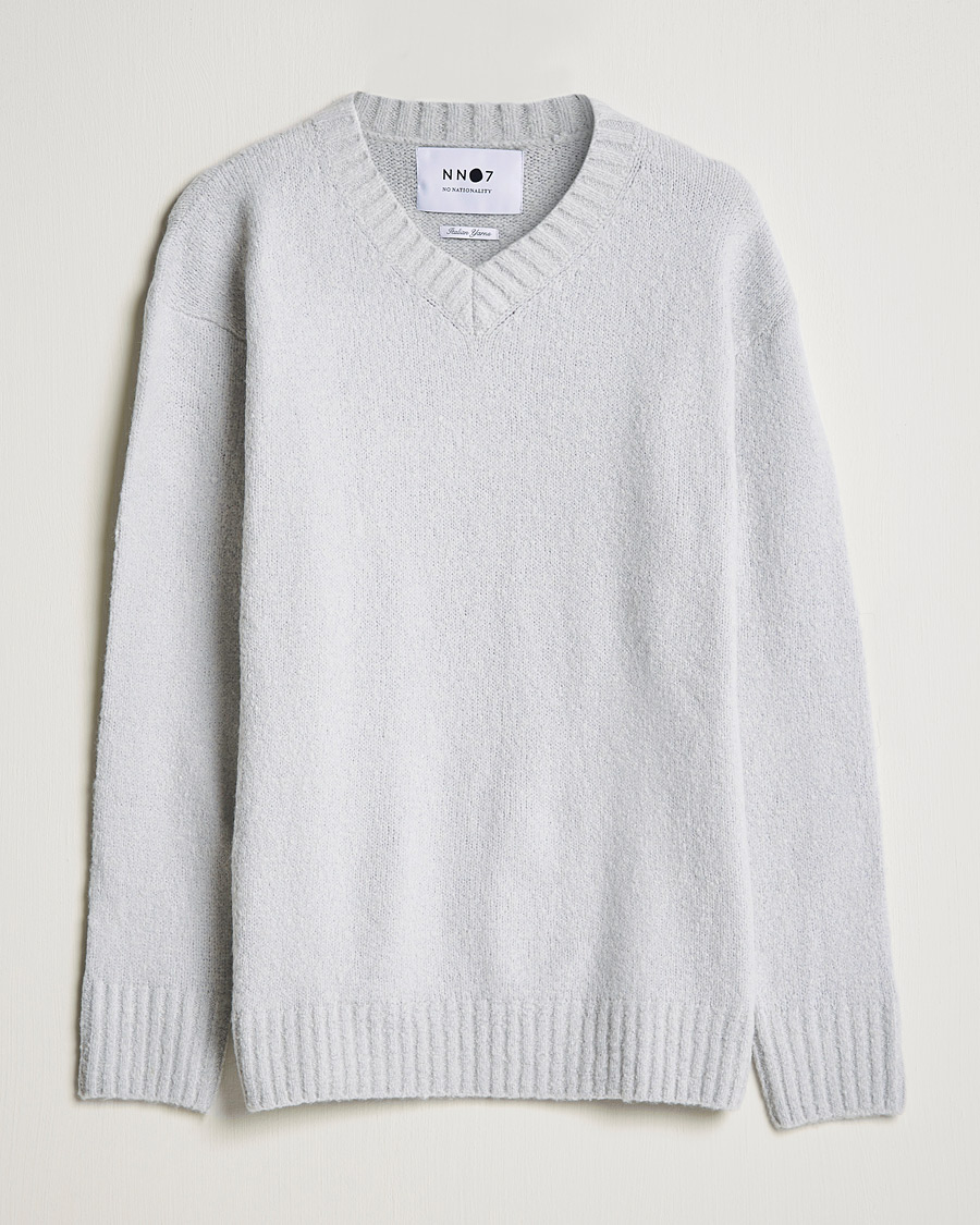 Herre |  | NN07 | Grayson Knitted V-Neck Sweater Light Grey