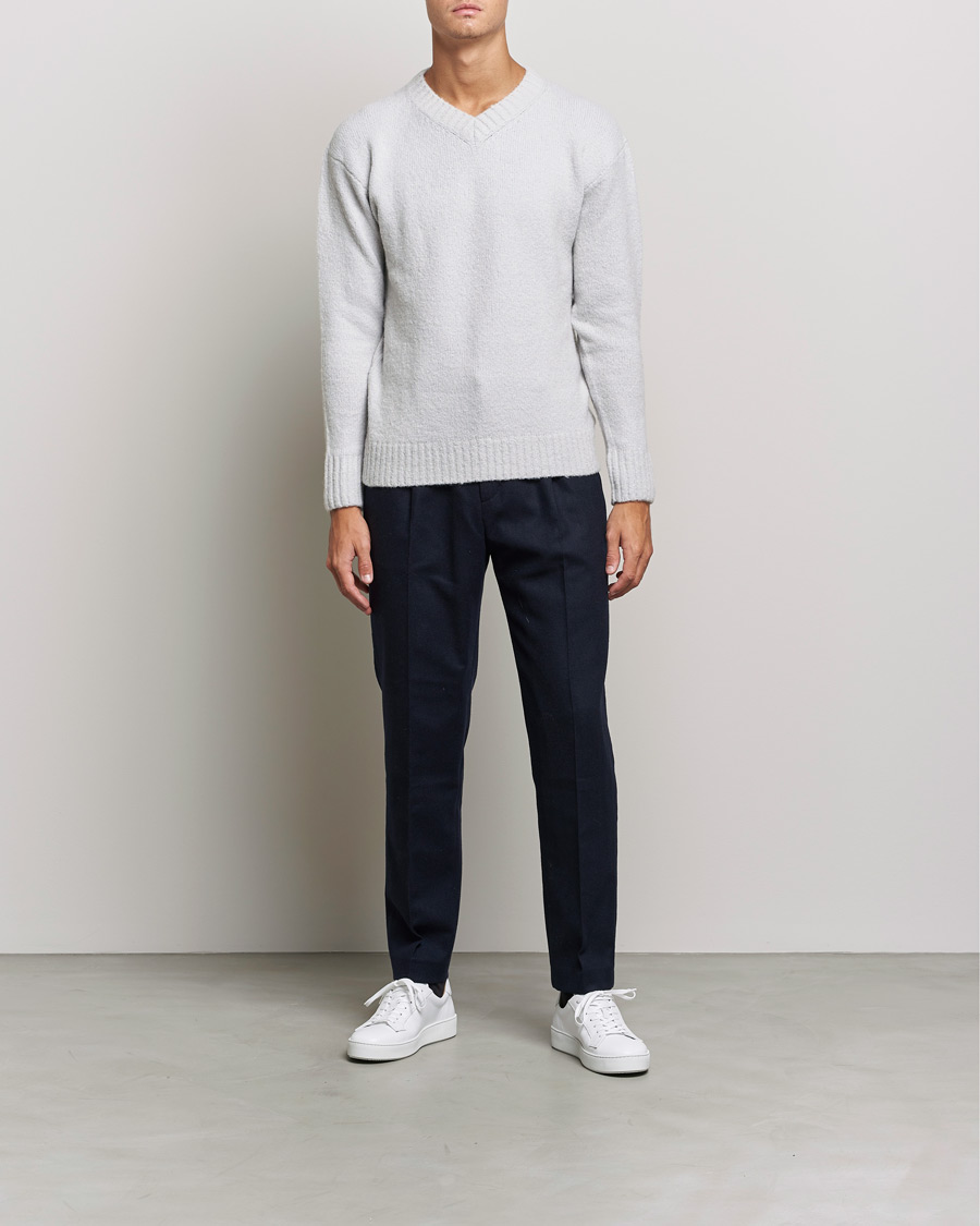 Herre | Trøjer | NN07 | Grayson Knitted V-Neck Sweater Light Grey