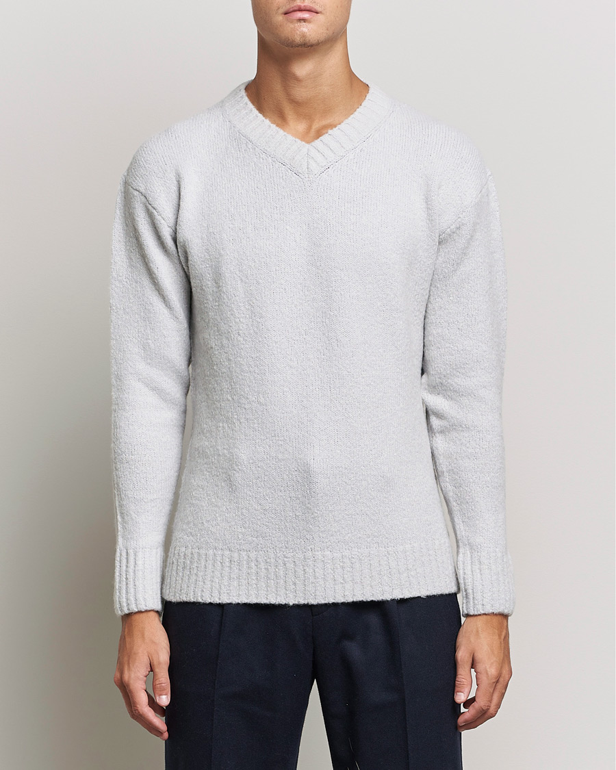 Herre | Pullovers med v-hals | NN07 | Grayson Knitted V-Neck Sweater Light Grey