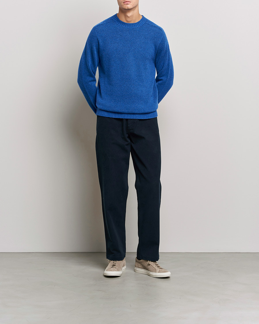 Herre | Trøjer | NN07 | Nathan Brushed Wool Knitted Sweater Cobolt Blue