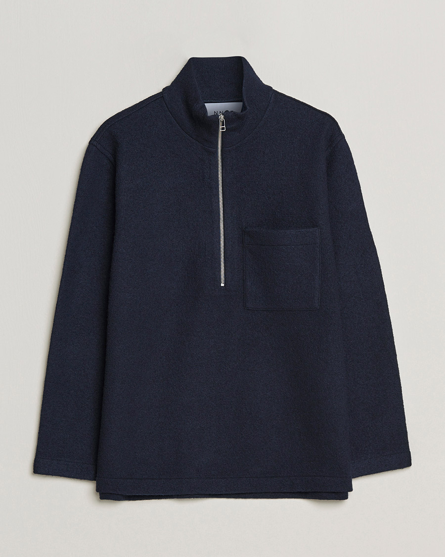 Herre | Trøjer | NN07 | Anders Boiled Wool Half Zip Navy