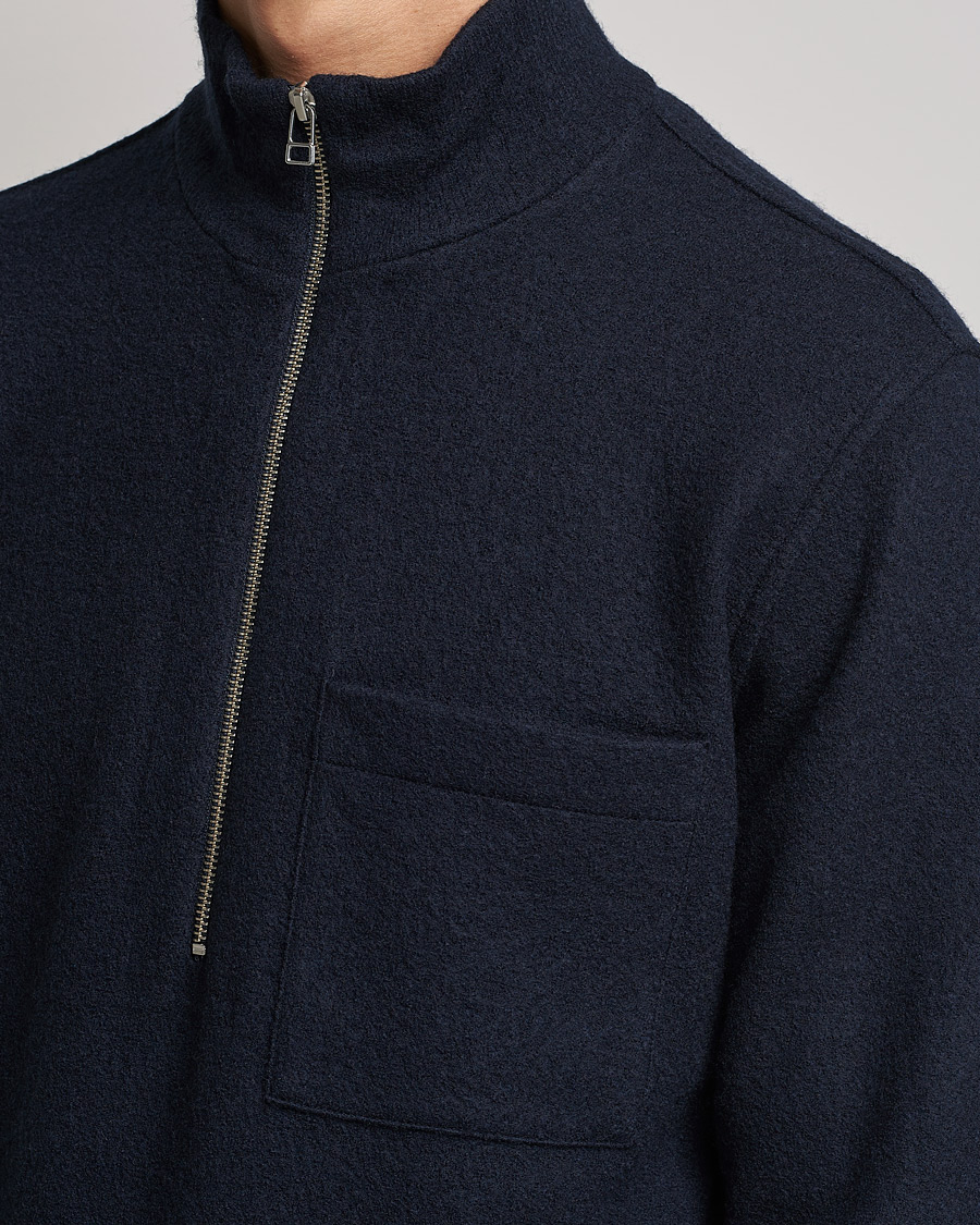 Herre | Trøjer | NN07 | Anders Boiled Wool Half Zip Navy