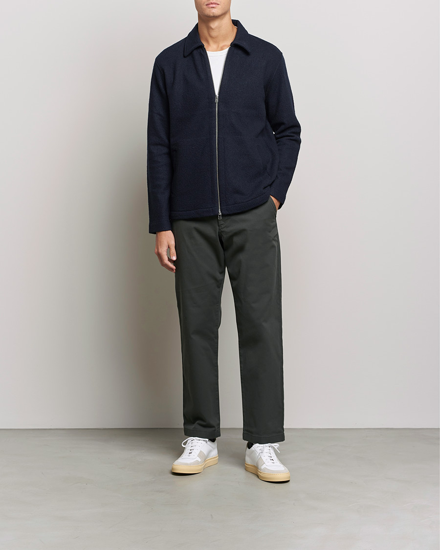Herre | Trøjer | NN07 | Ivan Boiled Wool Full Zip Navy