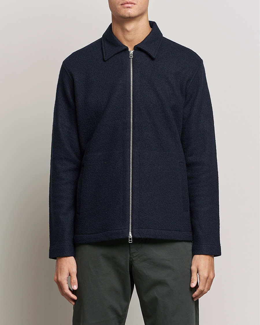 Herre | Trøjer | NN07 | Ivan Boiled Wool Full Zip Navy