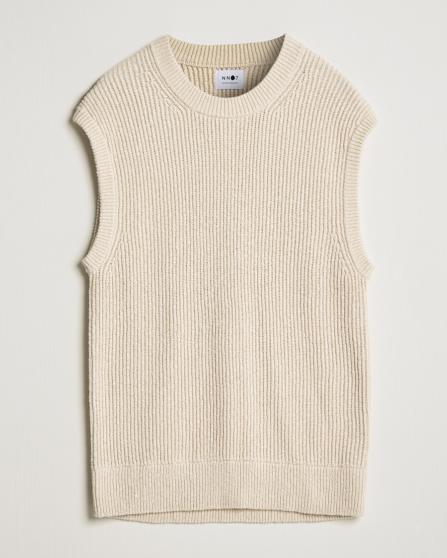 Herre | Trøjer | NN07 | Jesse Ribbed Knited Vest Ecru