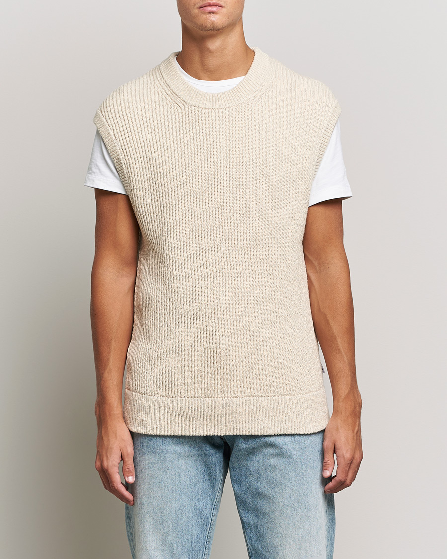 Herre | Trøjer | NN07 | Jesse Ribbed Knited Vest Ecru