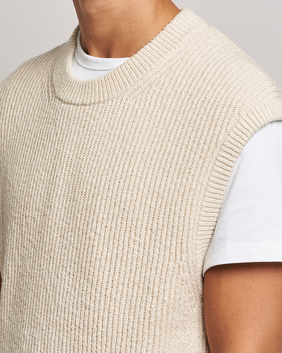 Herre | Trøjer | NN07 | Jesse Ribbed Knited Vest Ecru