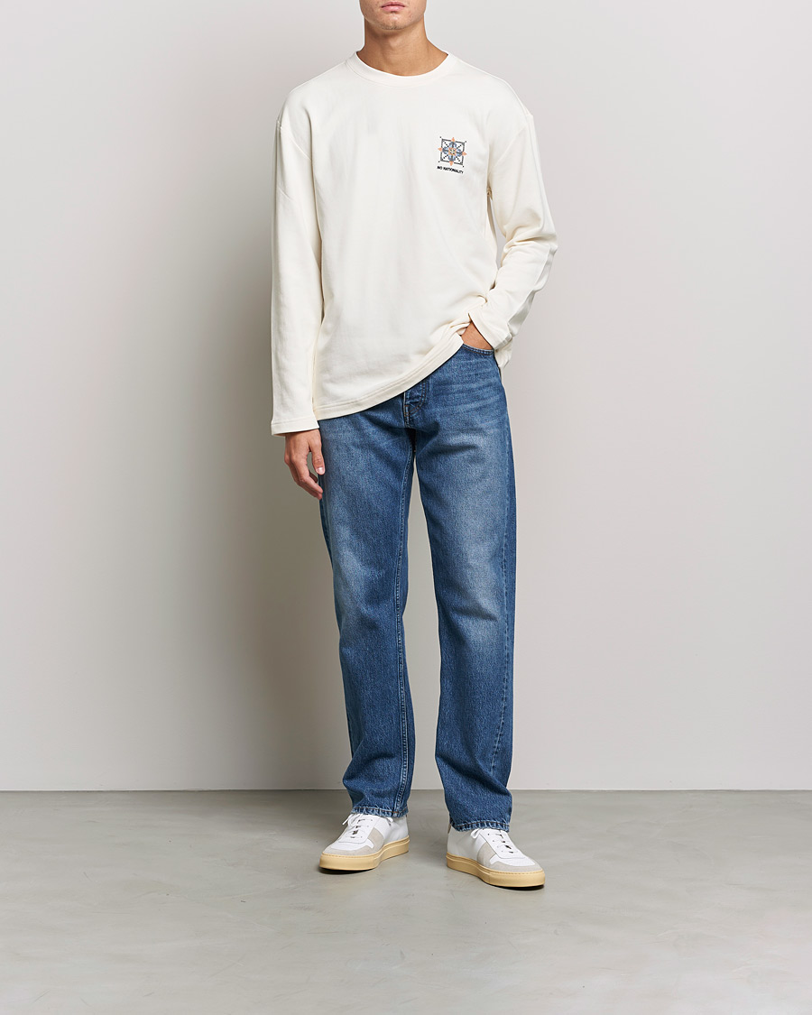 Herre | T-Shirts | NN07 | Alan Heavy Logo Long Sleeve T-Shirt Off White