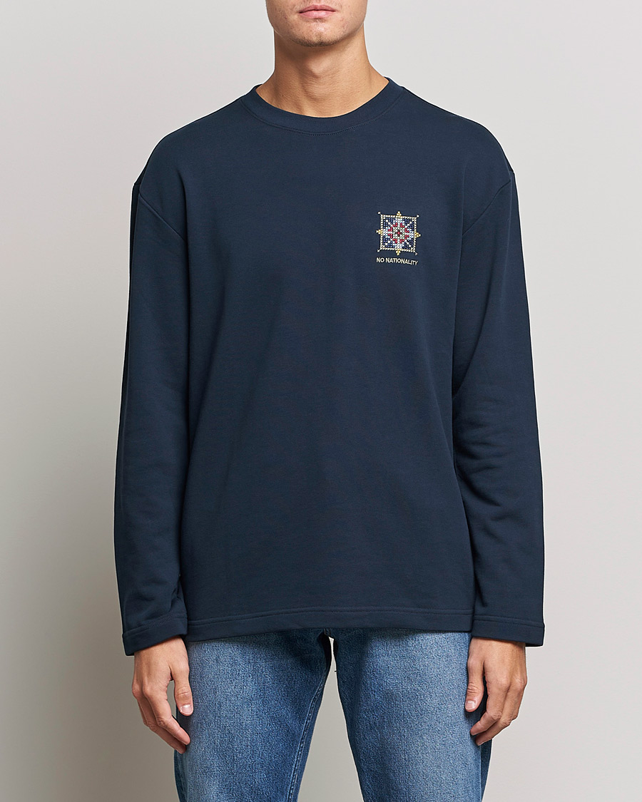 Herre | Langærmede t-shirts | NN07 | Alan Heavy Logo Long Sleeve T-Shirt Navy