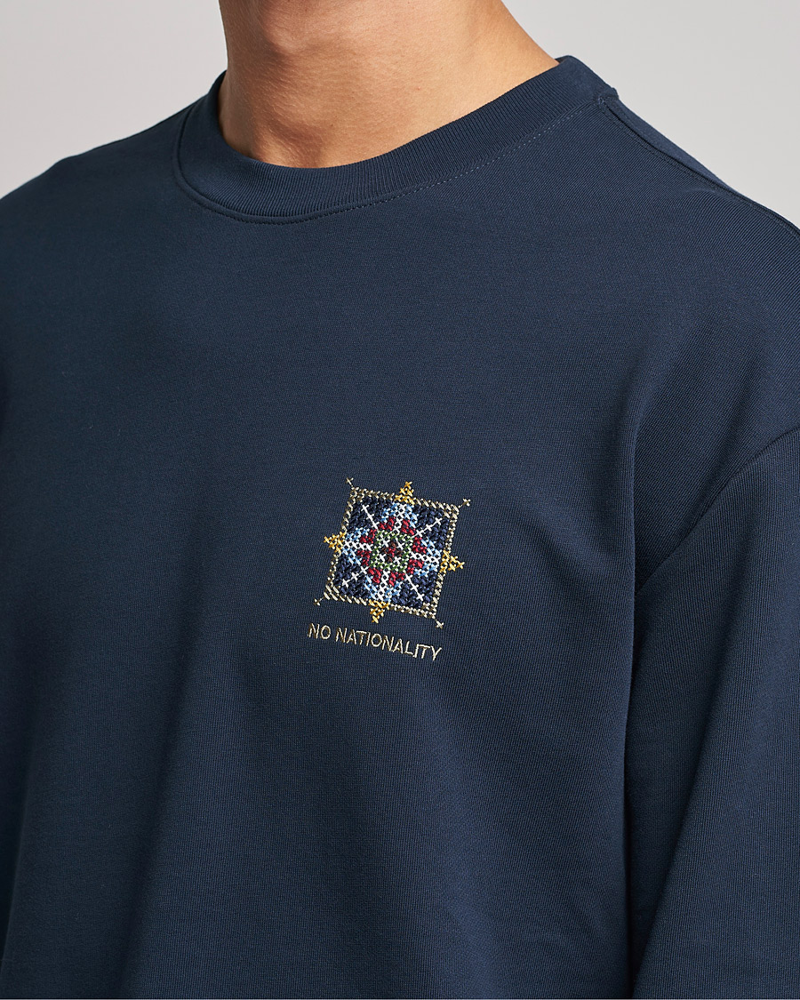 Herre | T-Shirts | NN07 | Alan Heavy Logo Long Sleeve T-Shirt Navy