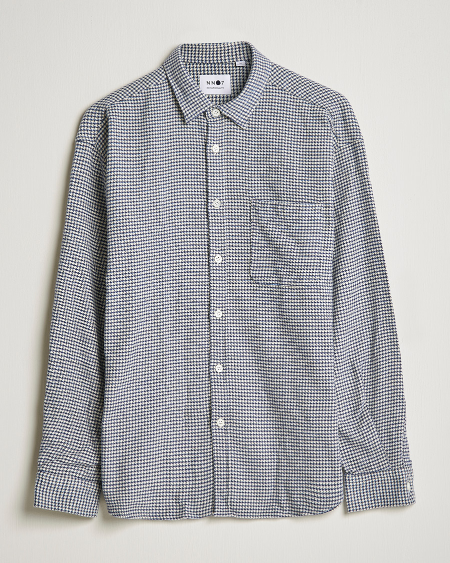 Herre | Skjorter | NN07 | Deon Houndstooth Shirt Blue/White